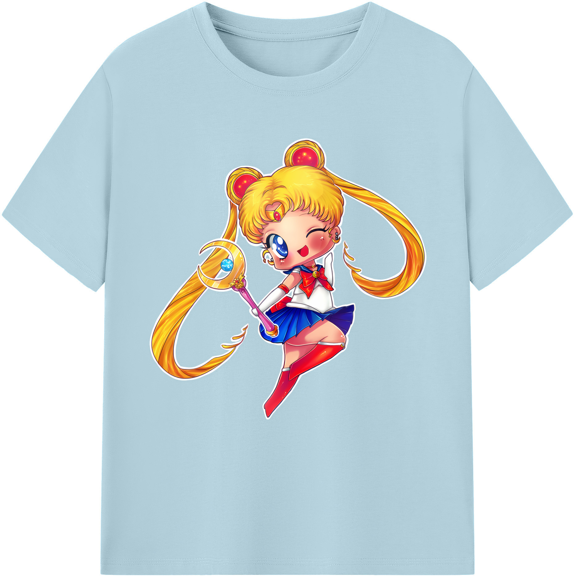（画像用） 美少女戦士セーラームーン 月野 うさぎ つきの うさぎ Sailor Moon Tsukino Usagi 綿100％半袖Tシャツ（フロントプリント）